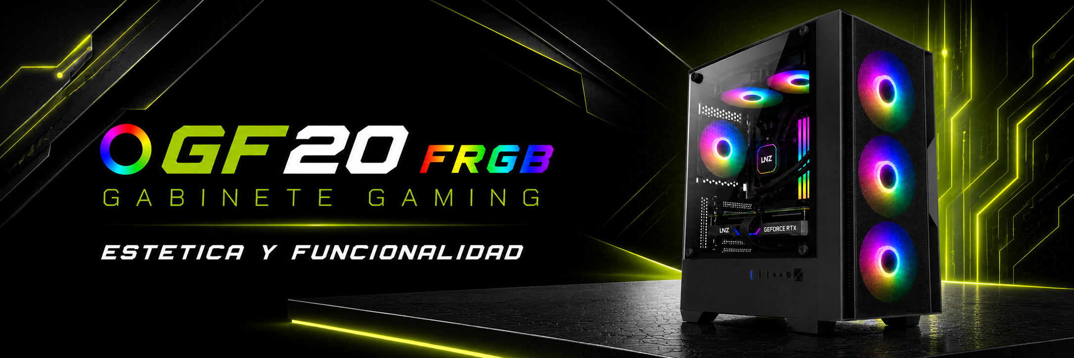 LNZ GF20 · Gabinete Gaming FRGB, Estética y Funcionalidad
