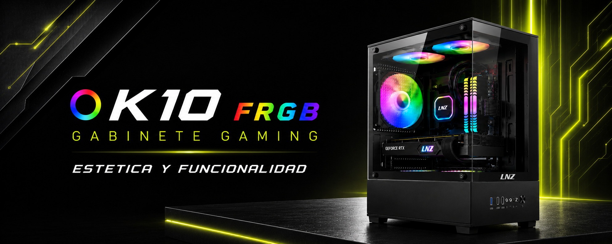 LNZ K10 · 3 Fanes 120mm FRGB y Vidrio Lateral Templado